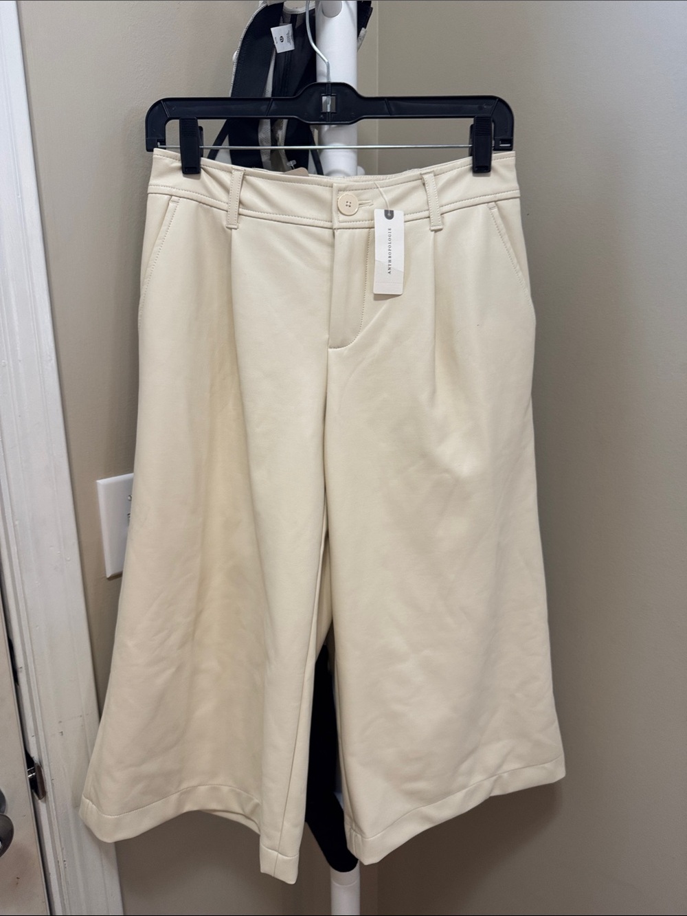 Anthropologie Cream High-Rise Wide-Leg Culottes